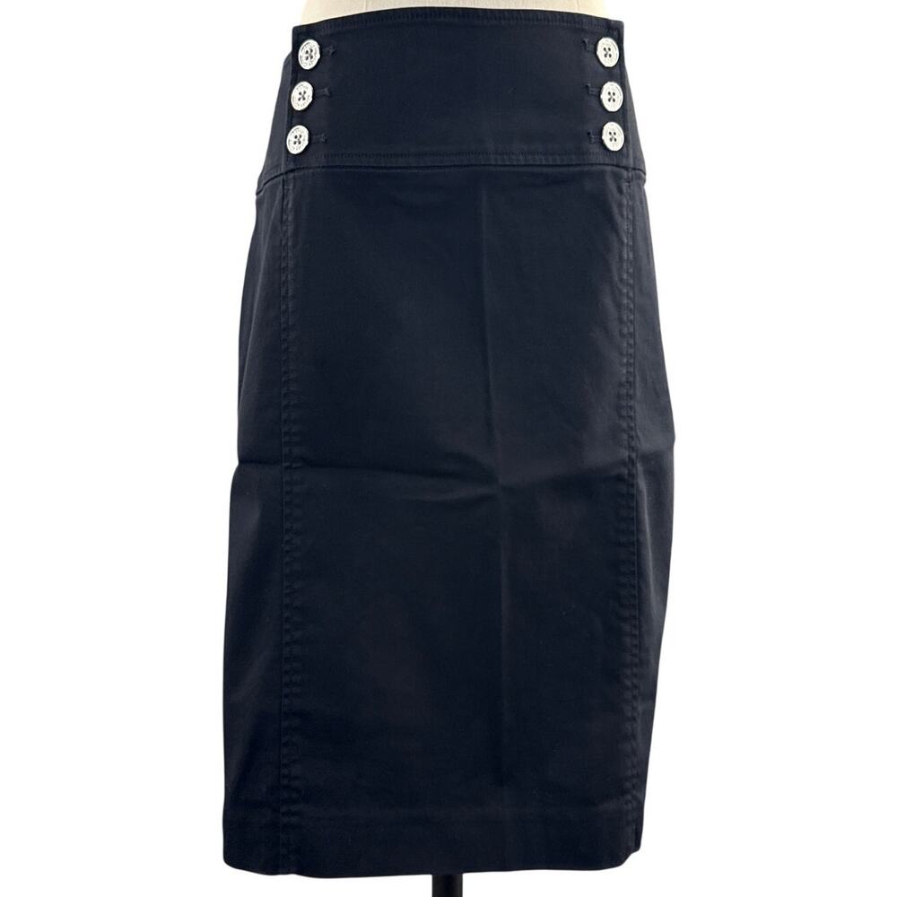 Lauren Ralph Lauren Women's 10P Black Pencil Skirt Silver Buttons